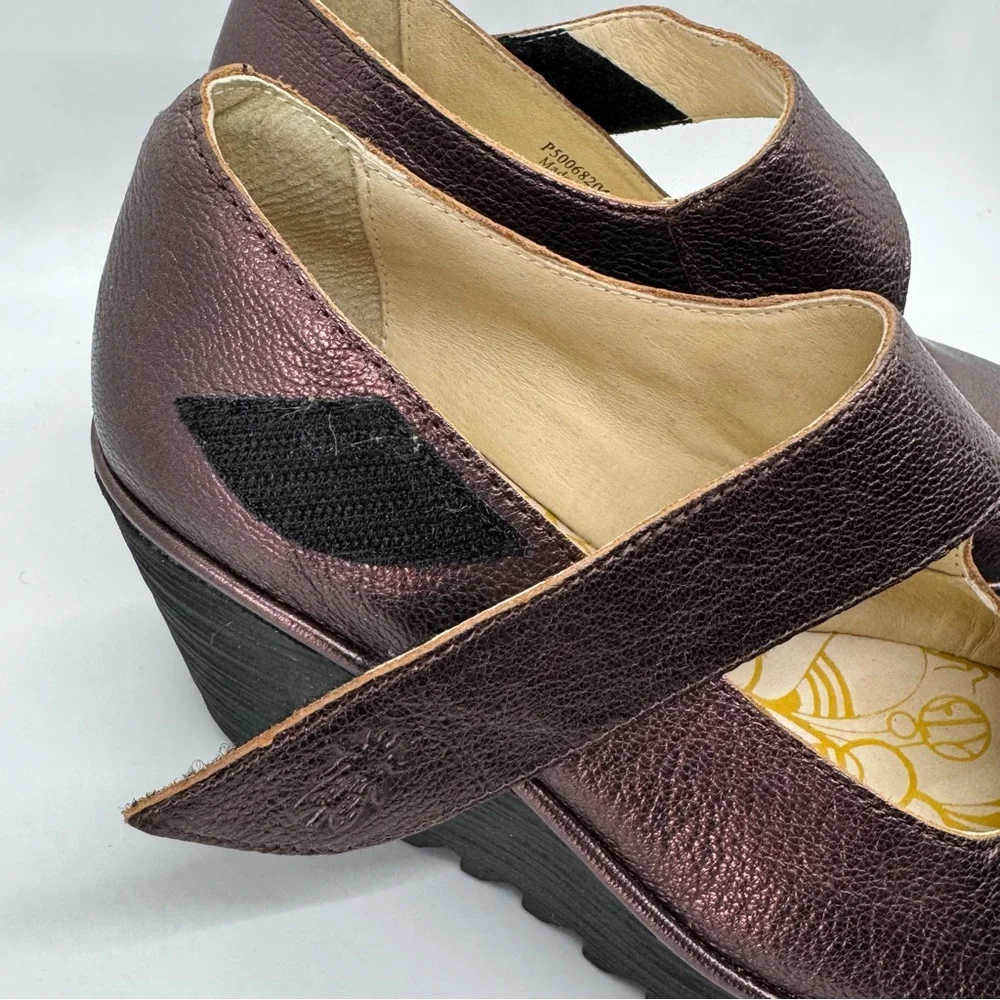 Fly London Metallic Mary Janes Sz 7.5 - Picture 7 of 13